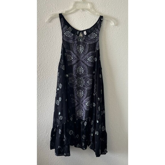 Intimately Free People Slip Dress Size Small Annka Boarder Print Ruffle Purple - Picture 1 of 14